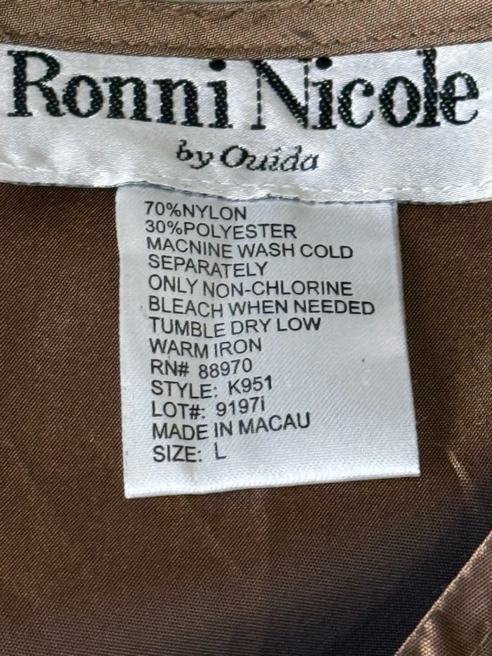 Y2K Ronni Nicole by Ouida Iridescent Bronze Satin Maxi Skirt M Trending Fall - Picture 11 of 11